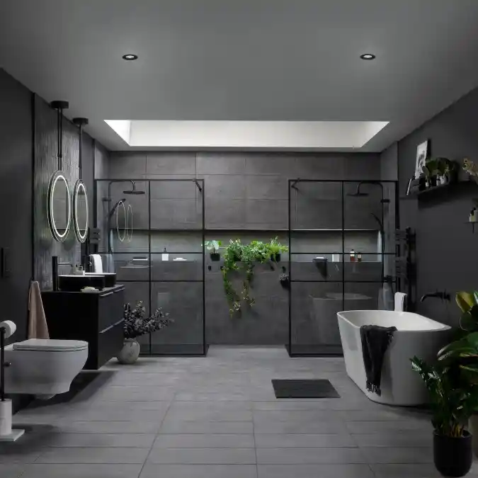 Expansive Dark Tiled Wet Room