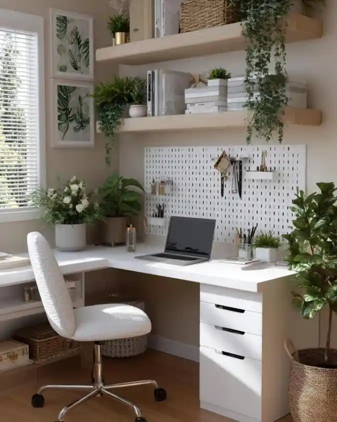L-Shaped Corner Nook with Vertical Organization