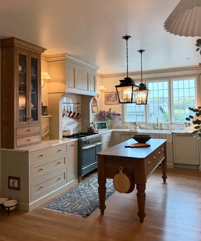 Nautical Blue Range and Natural Wood Island