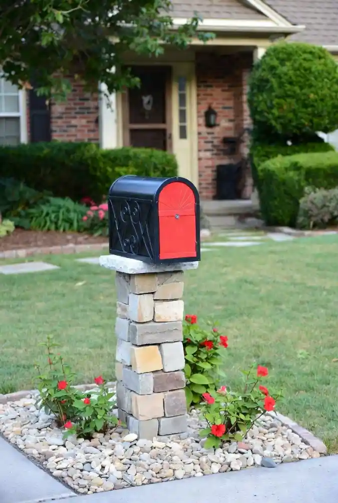 Stacked Stone and Pop of Red