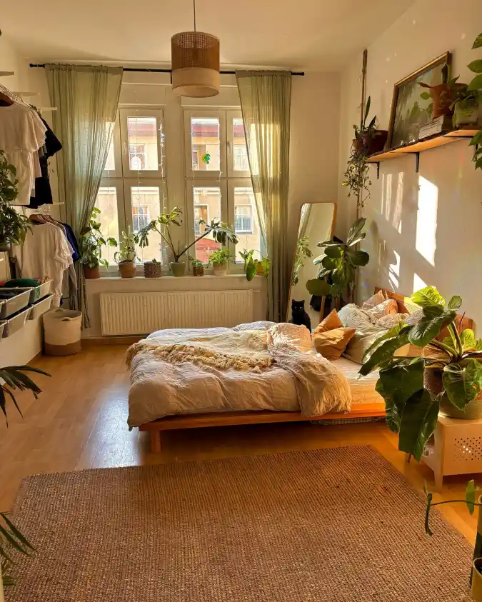 Sunlit Japandi Sanctuary with Natural Elements