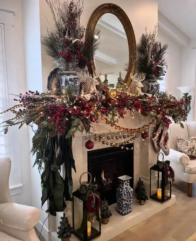 The "Berry Luxurious" Traditional Mantel