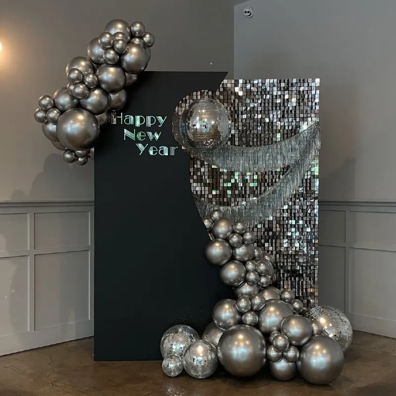 Midnight Noir & Chrome Disco Backdrop 