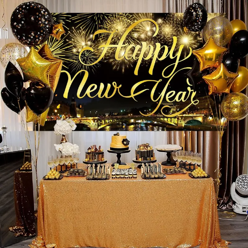 Midnight Skyline Gold Sequin Buffet