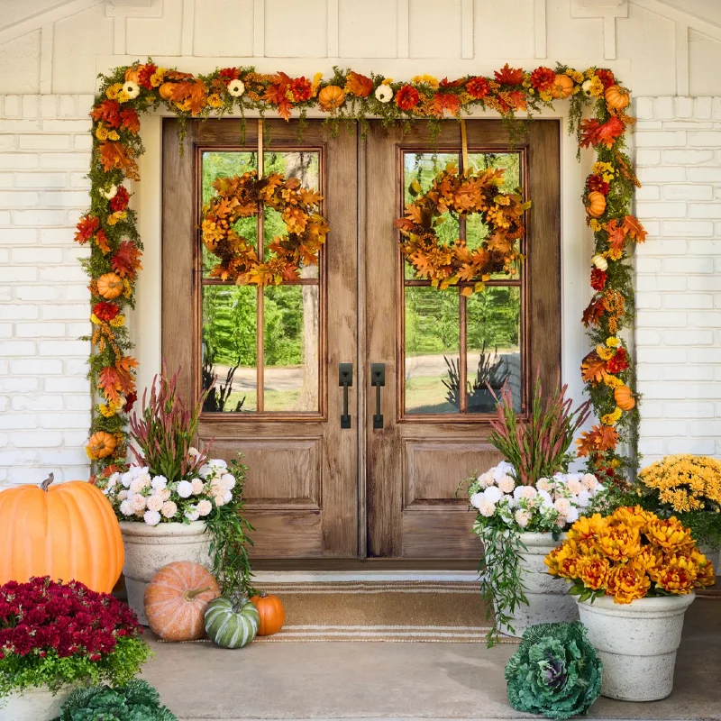 Golden Harvest Floral Porch Entrance