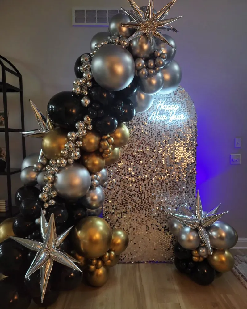 Shimmering Silver Sequin Archway