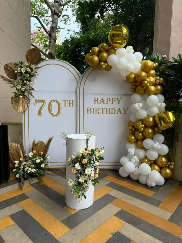 Elegant White and Gold Garden Backdrop