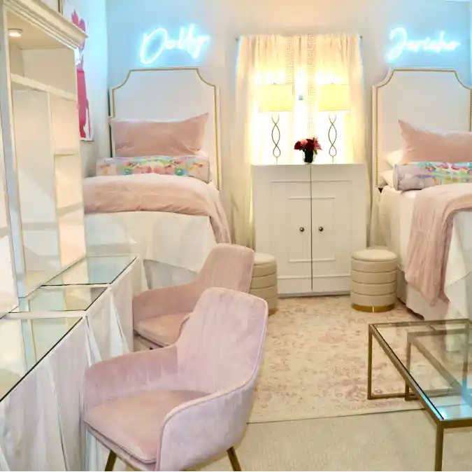 Chic Shared Sanctuary with Neon Accents