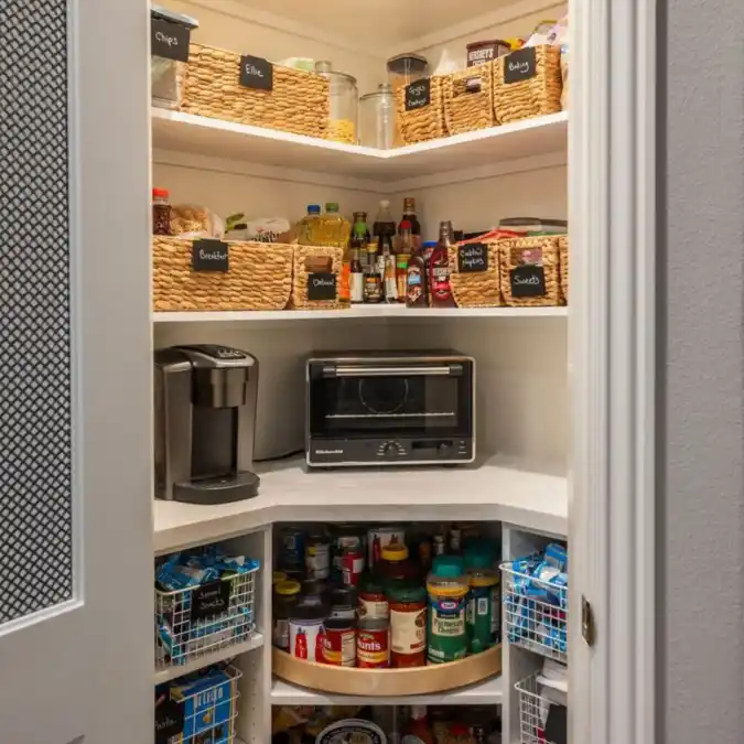 Cleverly Concealed Corner Pantry