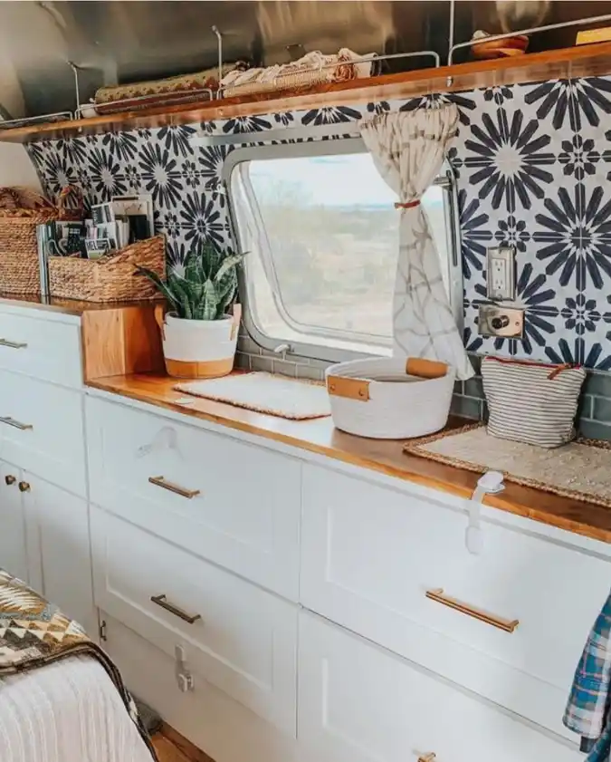 Custom Built-In Storage with Statement Wallpaper