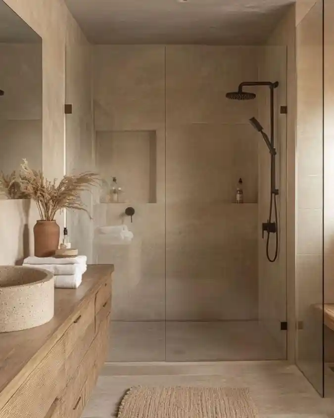 Earthy Minimalist Walk-In Oasis