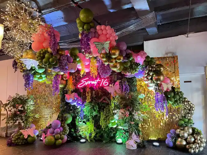 Enchanted Neon Garden Backdrop