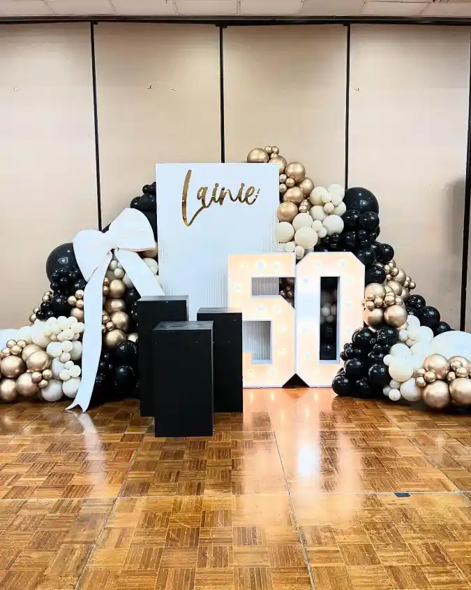 Glamorous Black and Gold Marquee Milestone