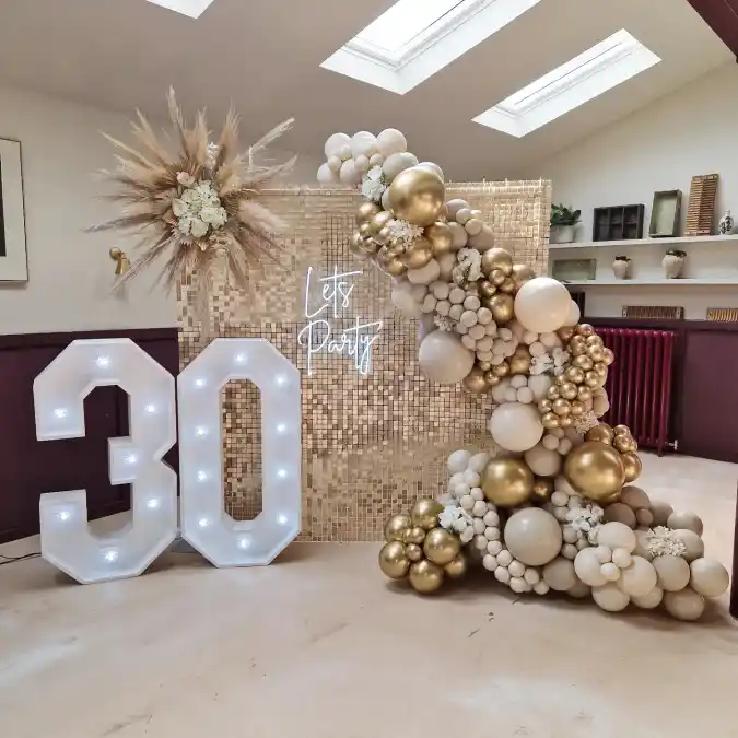 Glamorous Photo Backdrop and Balloon Arch