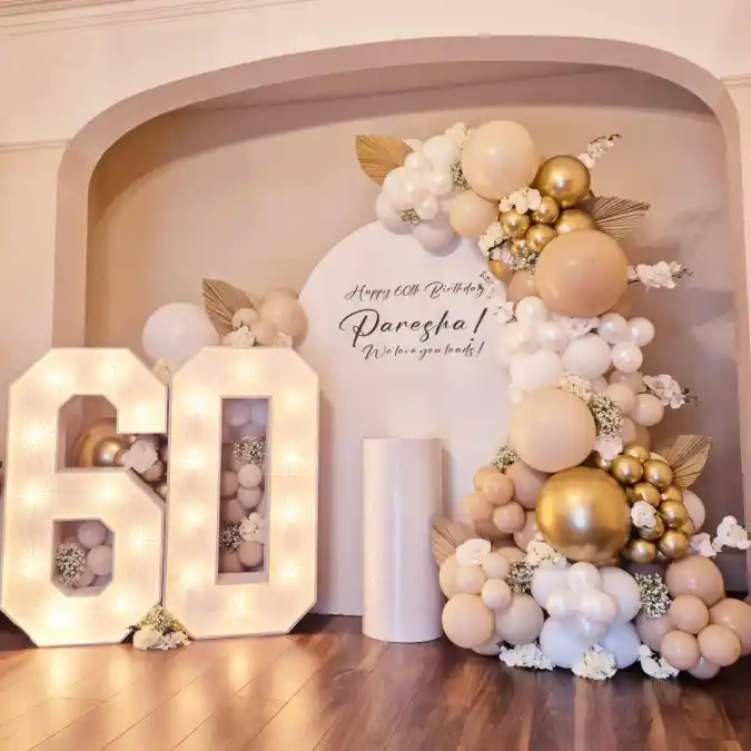 Golden Luxe 60th Birthday Balloon Showcase