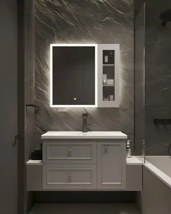 Illuminated Architectural Cabinet Mirror