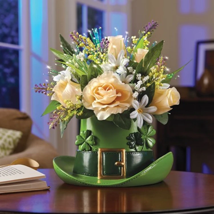 Illuminated Whimsy Floral Top Hat Centerpiece