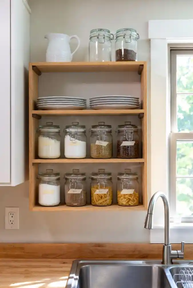 Install Multi-Tiered Open Shelving