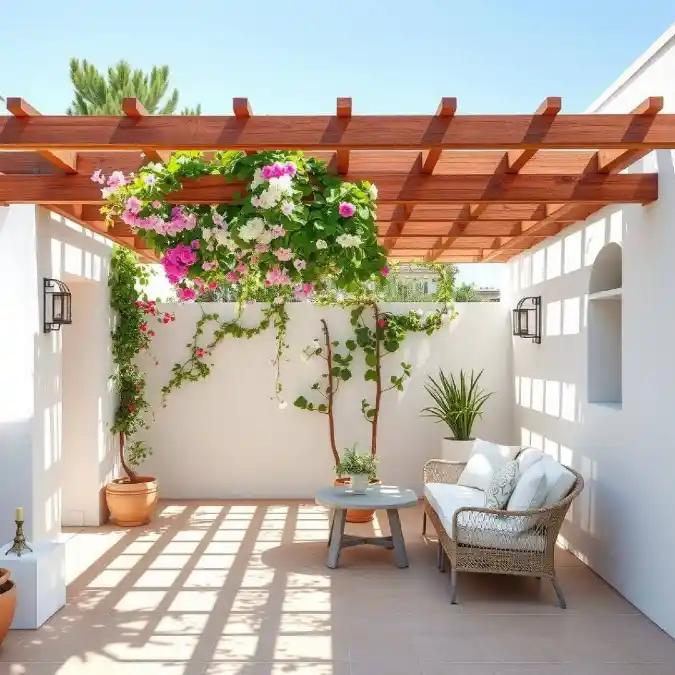 Install a Wooden Pergola for Defined Shade