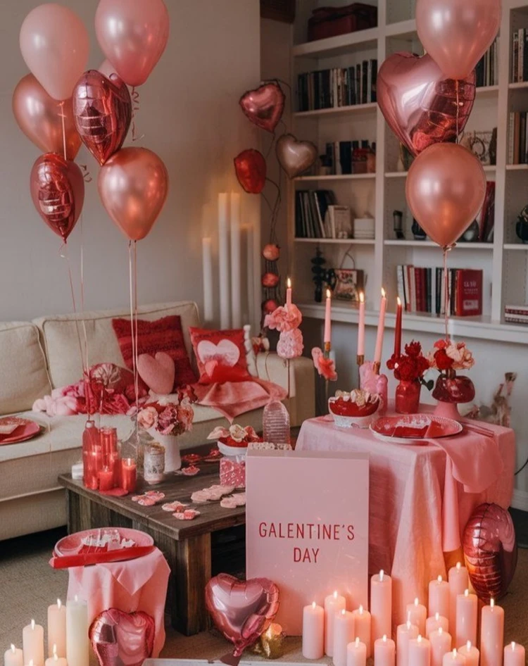 Intimate Rose Gold and Candlelight Lounge for a Cozy Galentine's Night