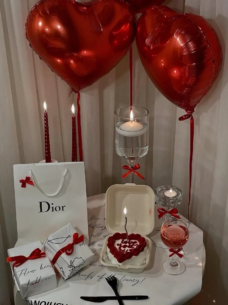 Luxe Red and White Bento Cake Corner for an Intimate Hotel Surprise
