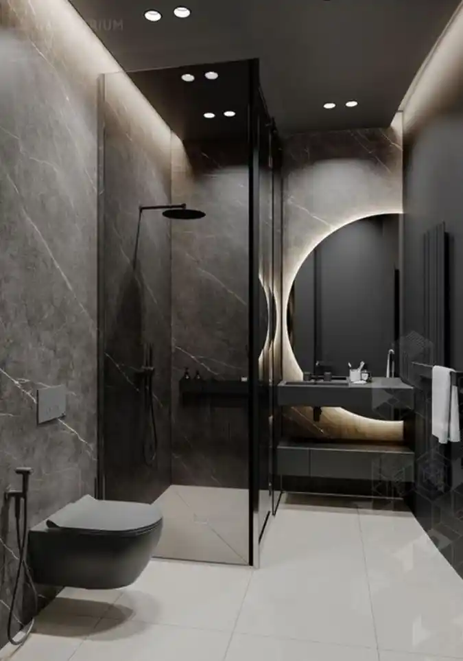 Mood-Lit Marble Walk-In Shower