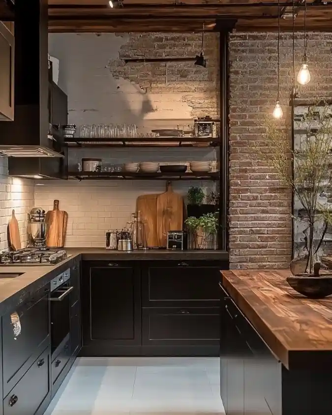 Moody Brick and Wood Countertop Blend