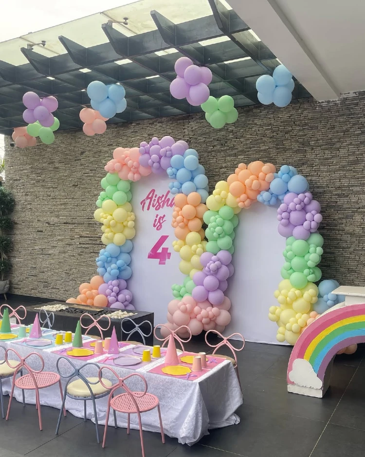 Open-Air Atrium & Pastel Dining Table