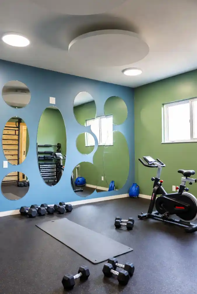 Organic Shape Mirror Gym Wall