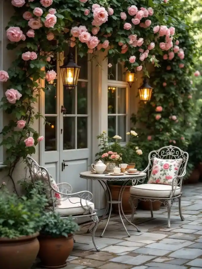 Rose Covered Bistro Patio Charm