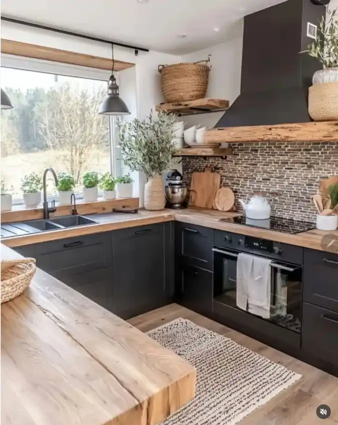 Rustic Industrial Fusion with Raw Wood Accents