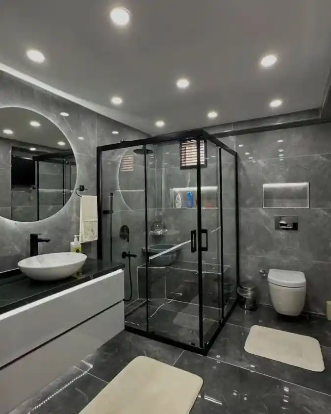 Sleek Black-Framed Corner Unit