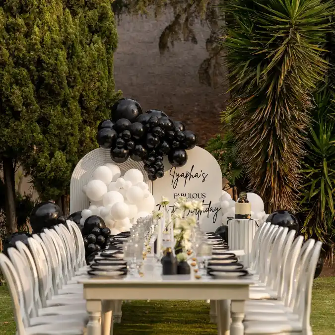 Sophisticated Monochrome Garden Dinner