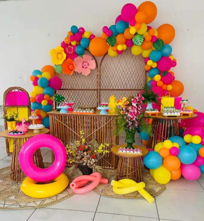 Wicker and Brights Tropical Backdrop