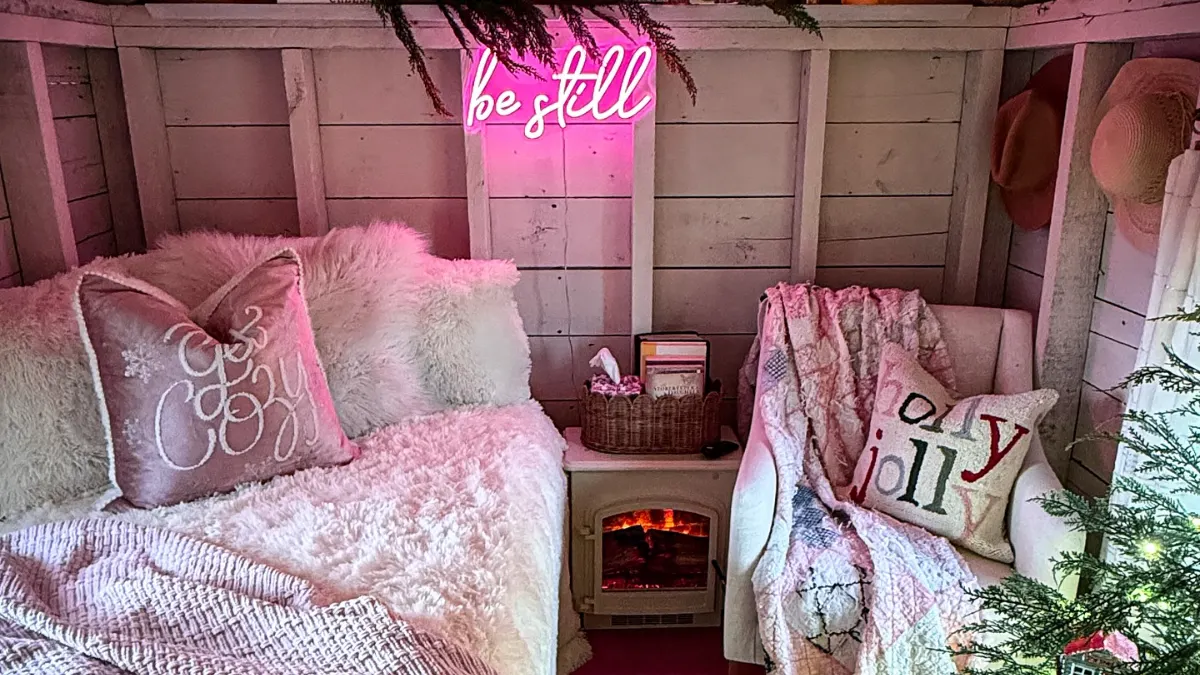 Rustic Nook with Neon Glow