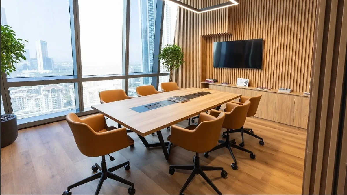 Modern Wood Plank Conference Table