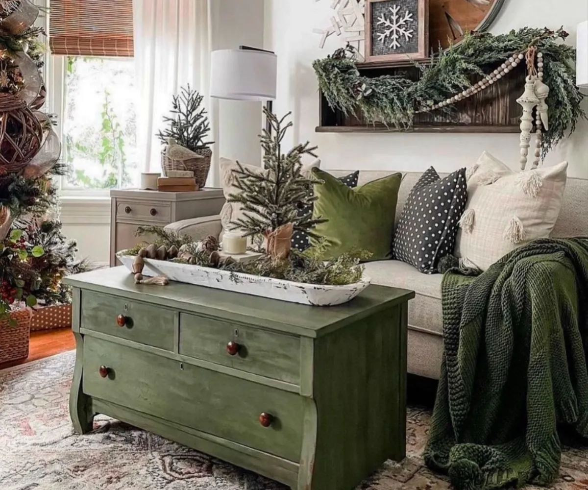 Festive Green Living Area
