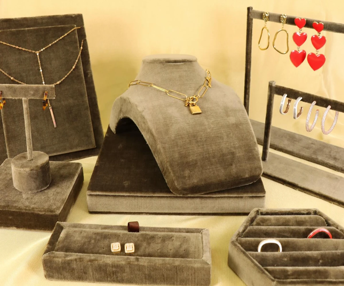 Grey Velvet Display Set