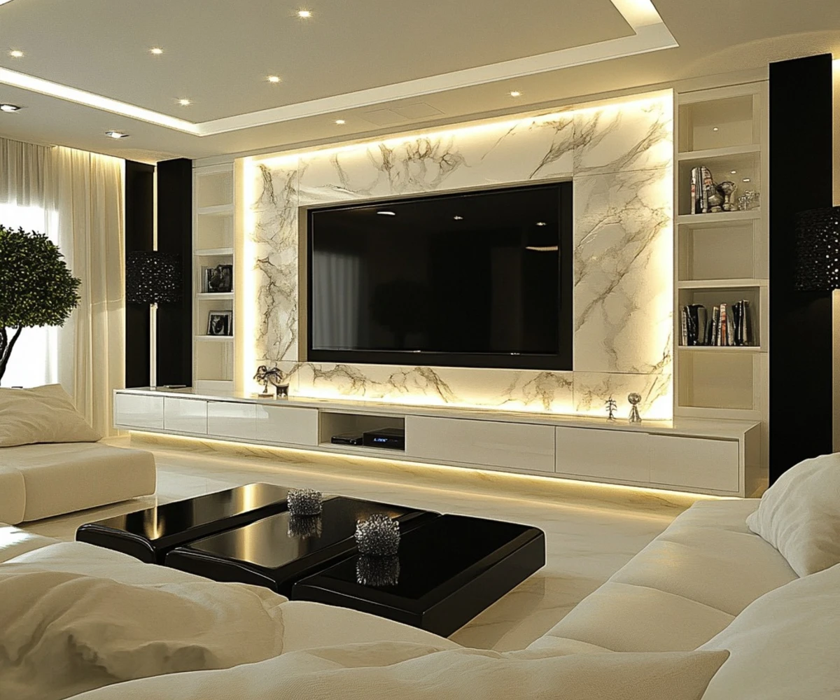 Backlit Marble Media Wall