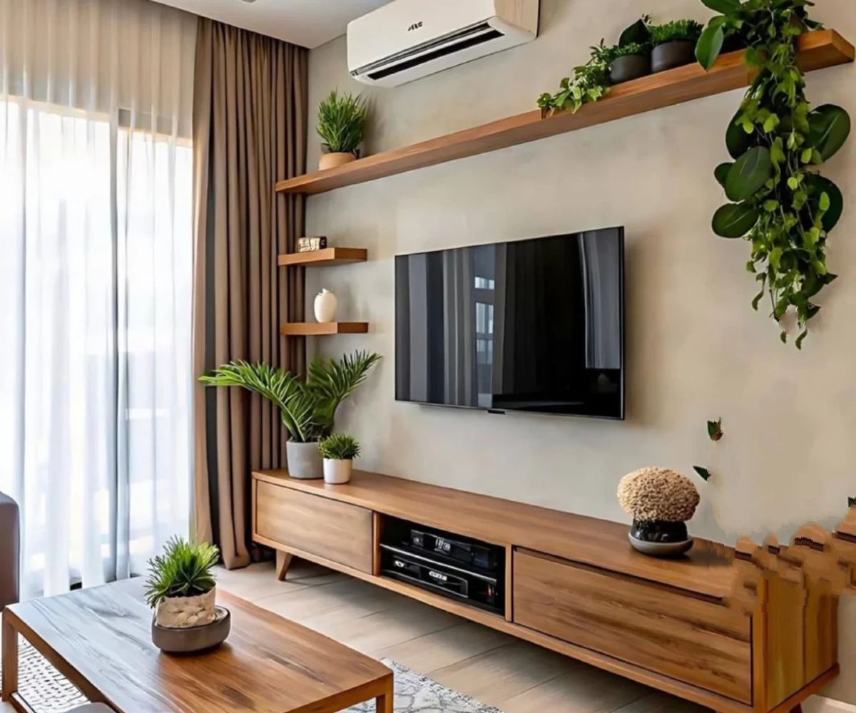 Natural Wood and Plant Shelf