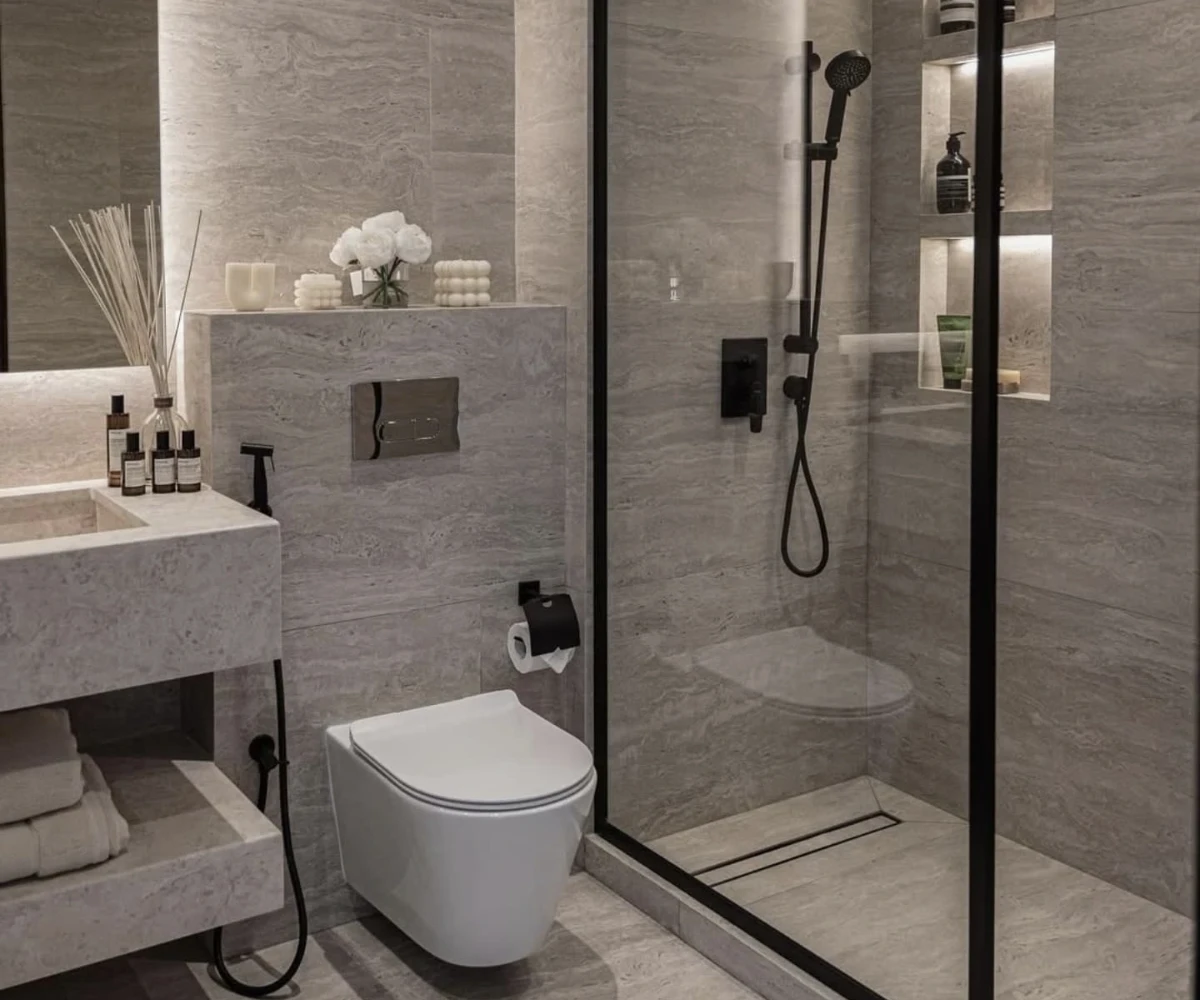 Grey Stone and Black Accents
