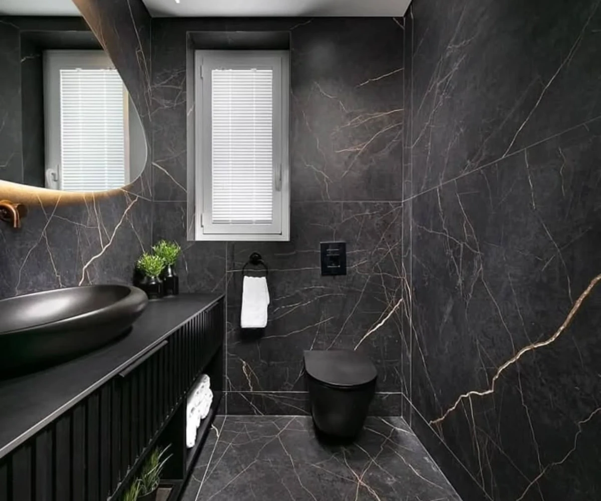 Dramatic Black Marble and Gold