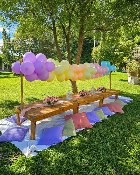 Rainbow Balloon Garden Picnic