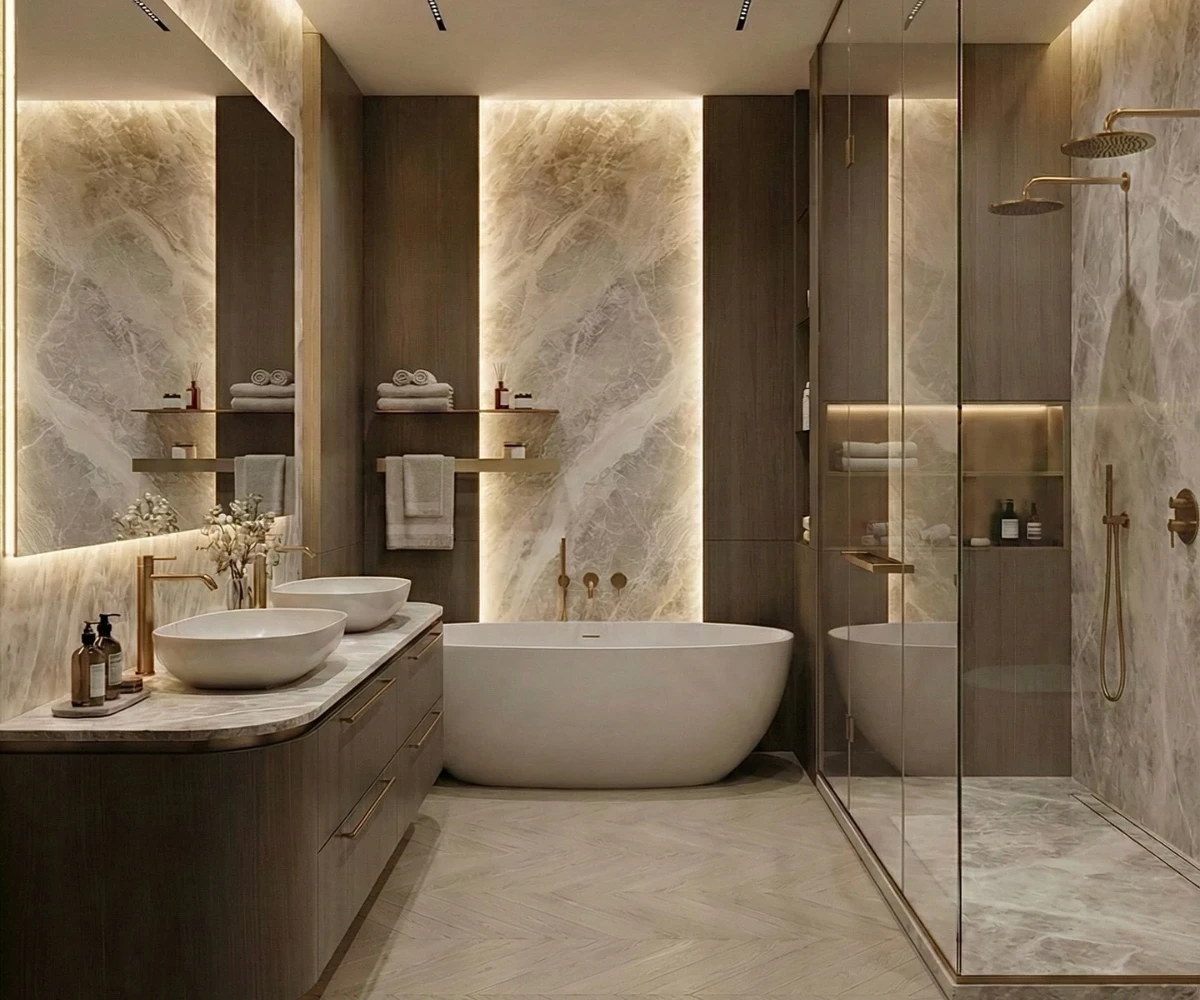 Backlit Marble Accent Wall