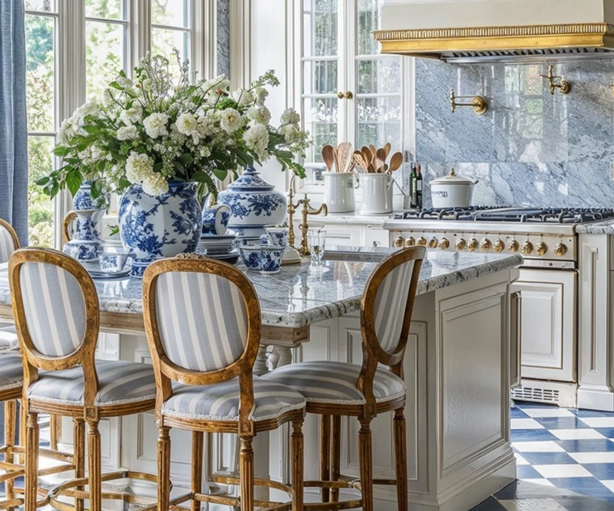 Checkerboard Floors and French Bistro Stools