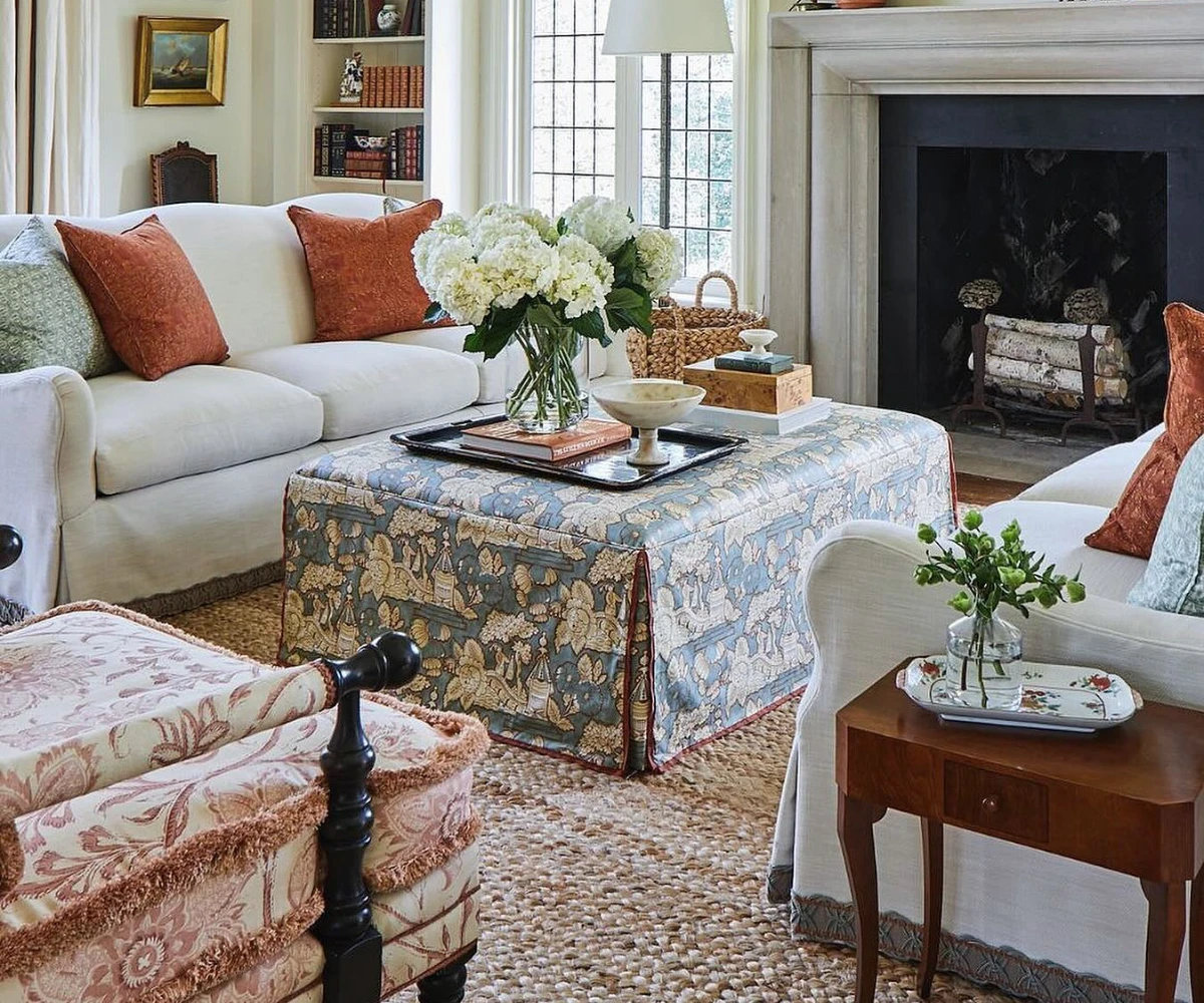Upholstered Ottomans and Sisal Rugs