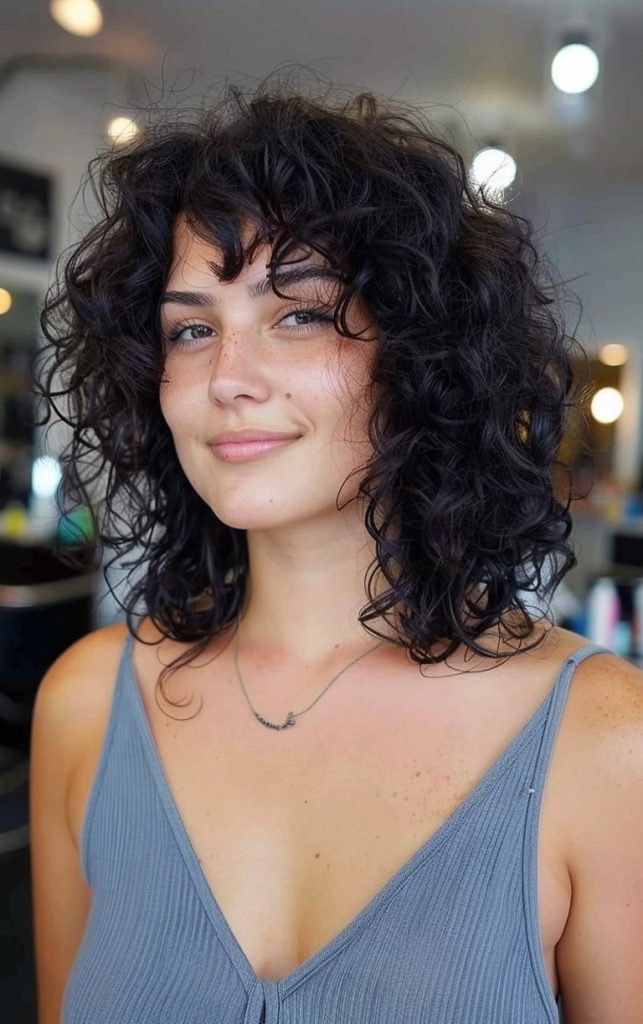 wolf cut curly hair