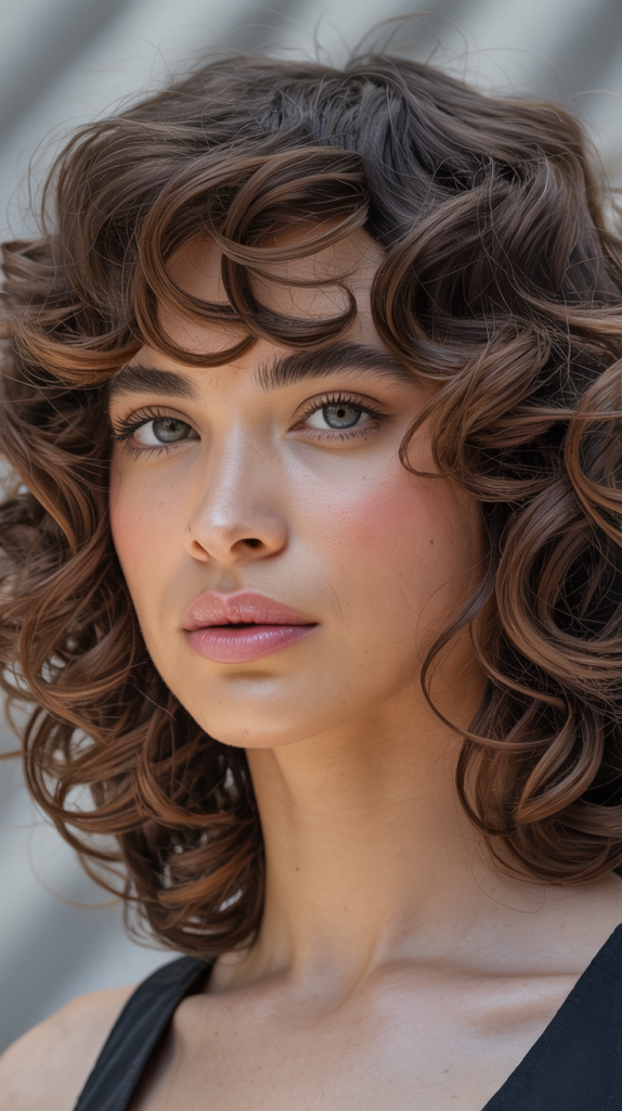 wolf cut curly hair