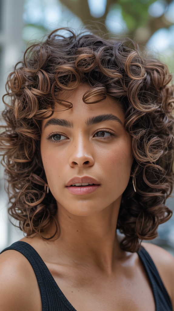 wolf cut curly hair