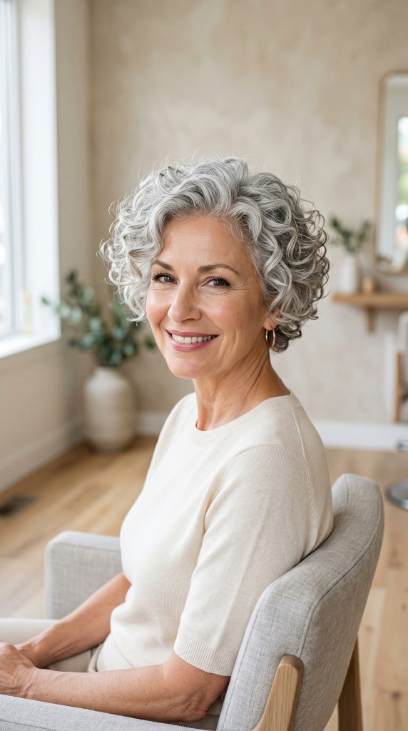 curly gray hair over 50 curls,